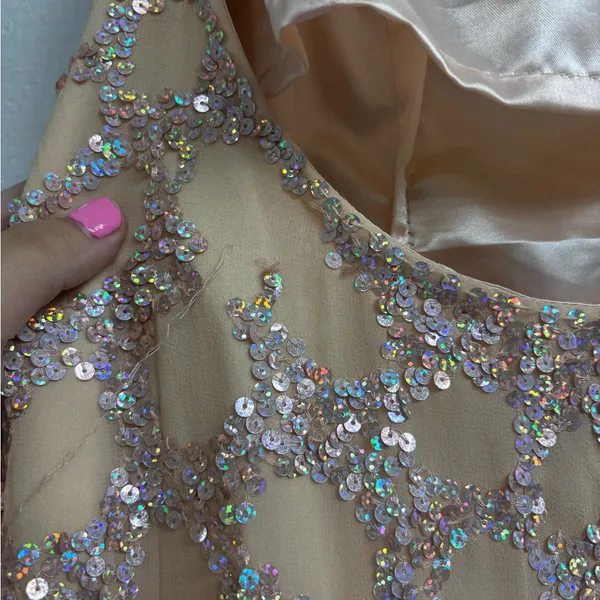 LuxGal Silk Sequin Dress Orange Size 10 - Image 4