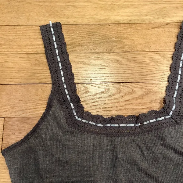 Free People Intimately Lace Tank Top Size Medium Heather Grey - Image 2