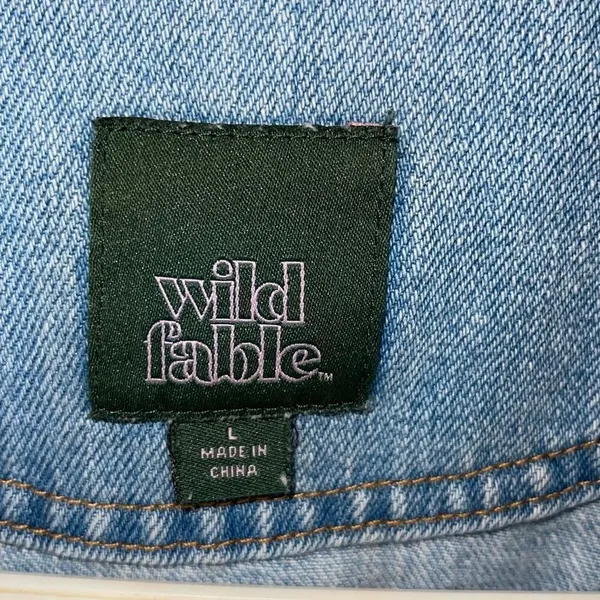 Wild Fable Womens Distressed Long Sleeve Button Denim Jean Jacket‎ Blue Large - Image 5