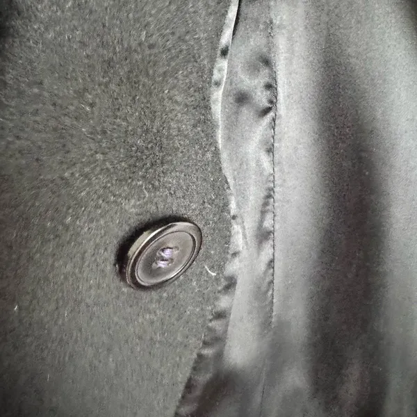 Women’s Outerwear Winter Black Fur Trim Cashmere Wool Long Coat Size M - Image 8