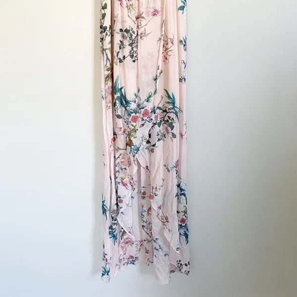 NWT LAVENDER BROWN Pink Racerback Wrap Maxi Dress Small - Image 4