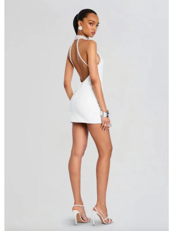 Retrofete Penelope Open Back Mini Dress White Womens Size Large - Image 3