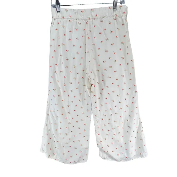 Anthropologie Feather Bone Wide Leg Talise Pants 4 Cream‎ Red Fruit Print Crop - Image 5