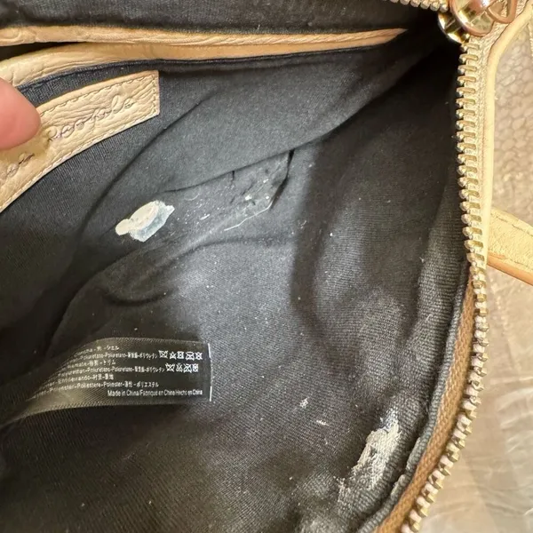 Free People Small Beige Tan Faux Leather Tote Bag Flawed‎ Used - Image 6