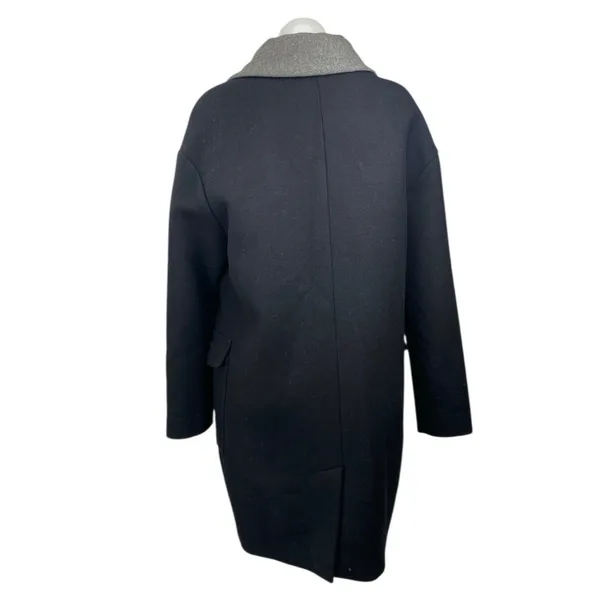 Vero Moda Black Gray Collar Wool Long Sleeve Longlin Trench Coat Jacket Size M - Image 3
