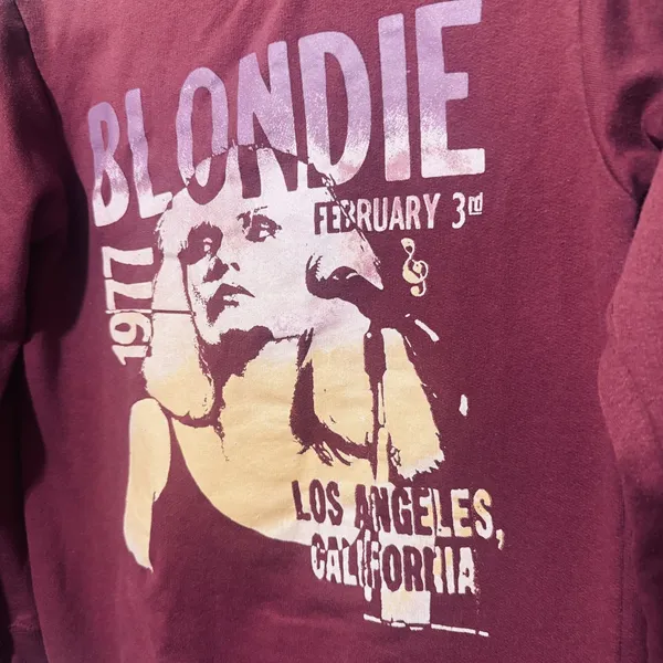Blondie Deborah Harry Band Logo Sweatshirt Womens S Burgundy Retro 1977 Graphic - Image 2