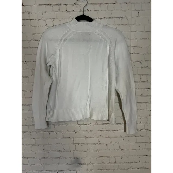 Quince White 100% Organic Cotton Mock Neck Raglan‎ Sweater Womens XS SHWDC01 - Image 2