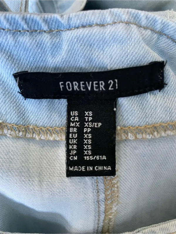 Forever 21 Light Blue Distressed Denim Overalls - Image 2