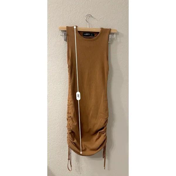 Lioness Women Bodycon Brown Dress Sleeveless Round Neck‎ Knee Length Size S - Image 5
