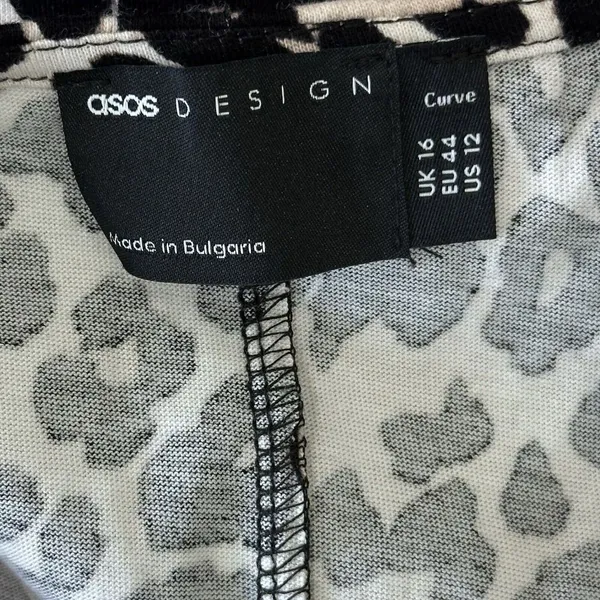 Asos Design Leopard Print Tiered‎ Babydoll Mini Dress Size 12 Ruffle Sleeve - Image 7