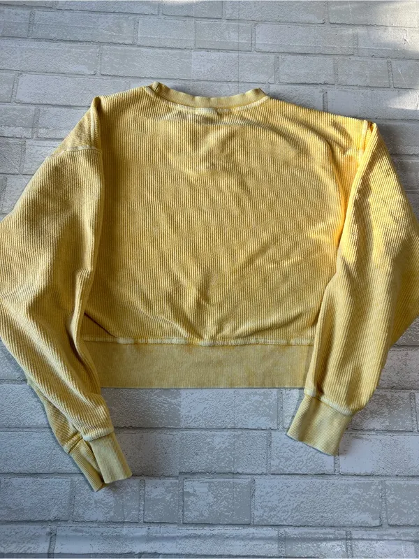 University of Iowa Yellow Corded Cropped Game Day Sweatshirt size Medium - Image 2