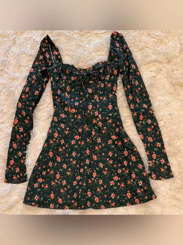 NEW House of CB MALIKA Green Floral Corset‎ long sleeve Mini Dress sz XS - Image 7