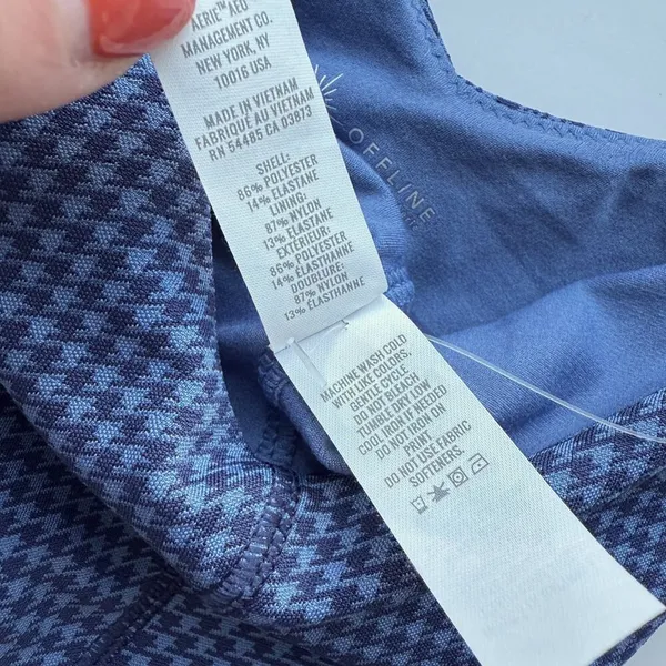 Aerie NWT Offline Recharge Least Support Sports Bra Blue Houndstooth Size Medium - Image 8
