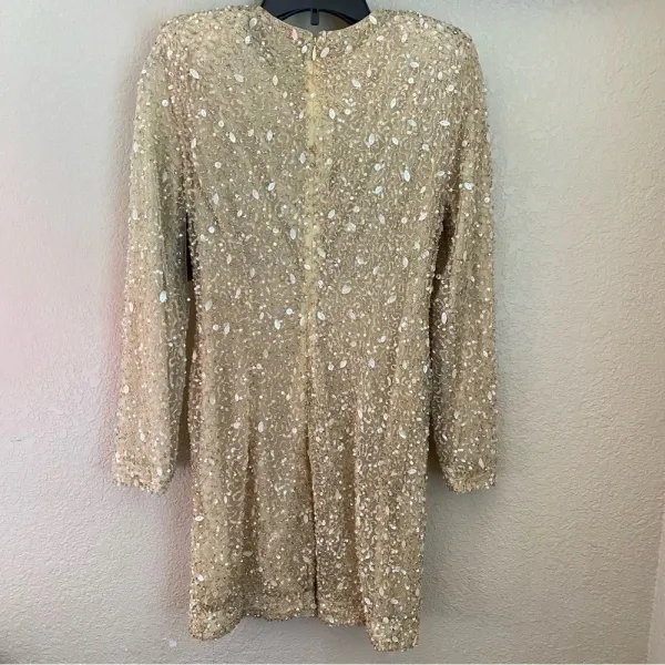 RETROFÊTE Nikki Sequin Long Sleeve Minidress in Sea Shell Size Small NWT‎ - Image 10