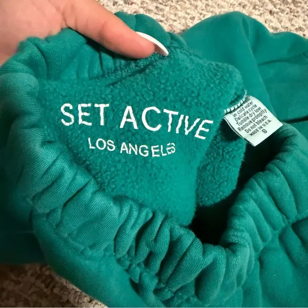 Set Active Half Zip Sweater & Sweatpants Matching Set in Palm Green- Size Small - Image 12