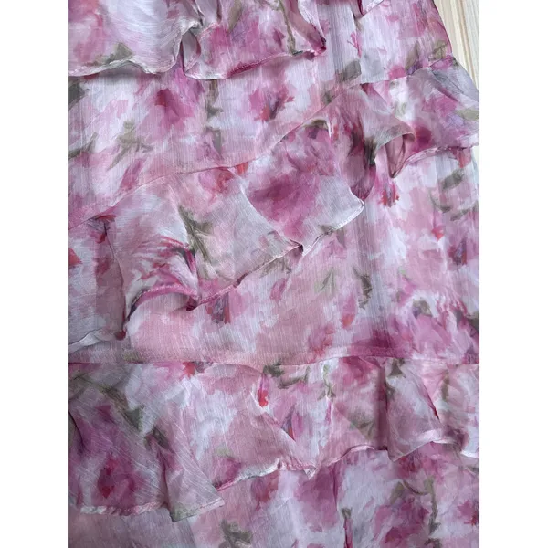 NWT Lulus Evangeline Pink Floral Ruffle Maxi Dress Cruise Resort Gala Banquet XL - Image 7
