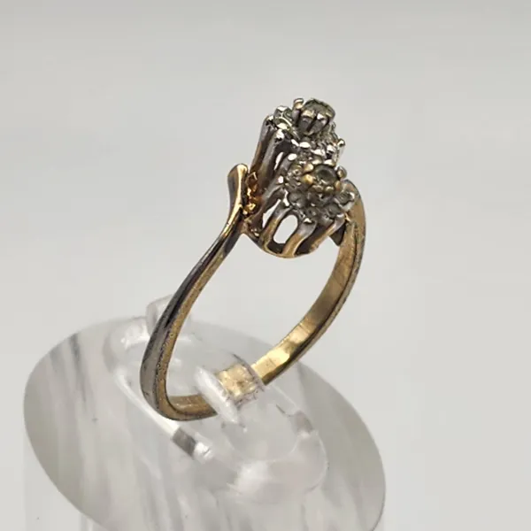 Vintage Joseph Esposito 14K HGE & Clear Rhinestone Cocktail Ring (6.75) - Image 3