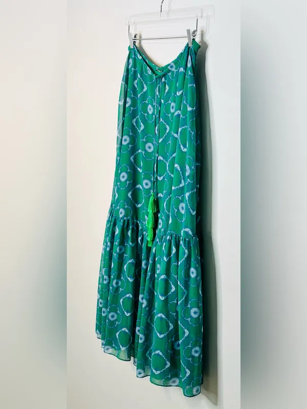 Alexis Green Meadow Tie Dye Chiffon Print Tassel Tie Maxi Skirt - Image 5