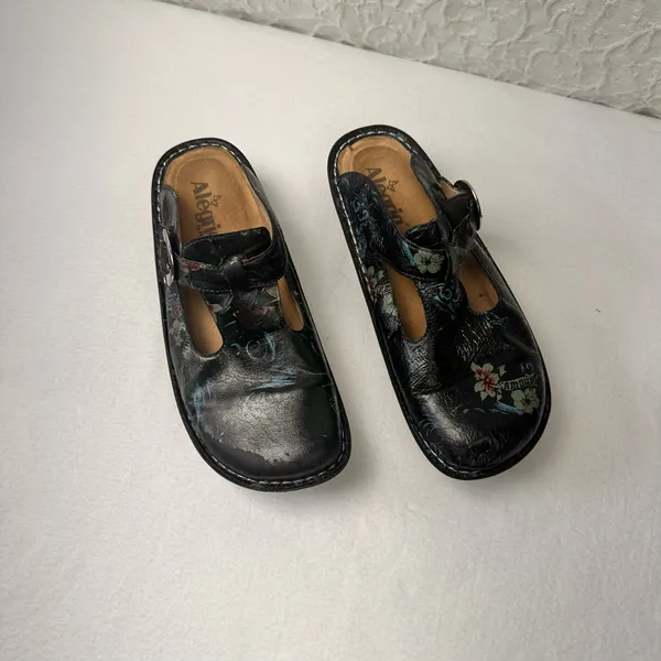 Alegria Clogs Size 8.5 / 39 Women's Floral Mules Leather Shoes Comfort Slip On - Image 3
