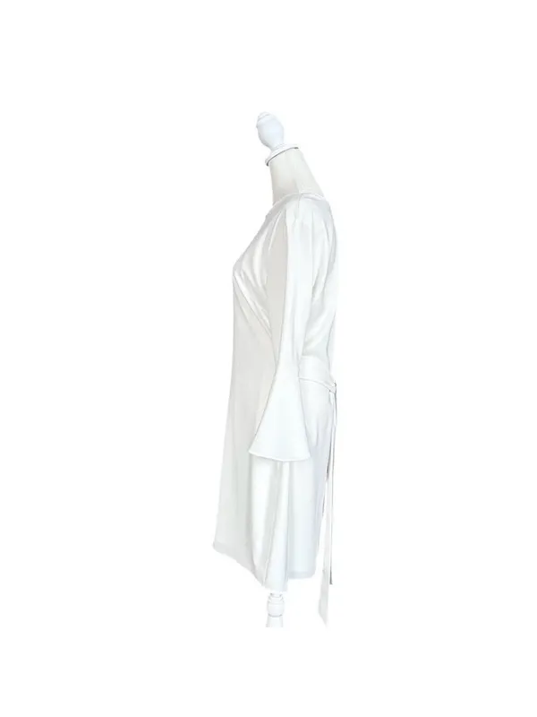 Lulus Last Love Song White Tie-Waist Short Dress Juniors Size Large - Image 4