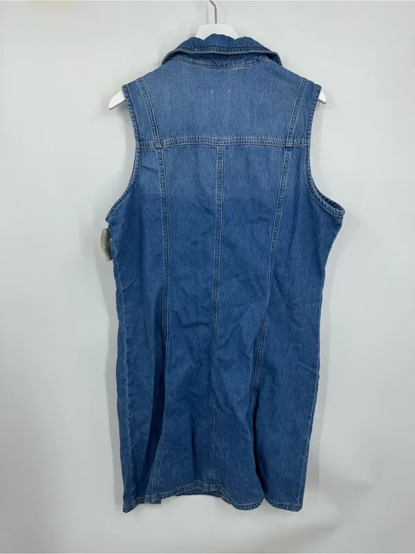 A New Approach Denim Mini Button Up Dress Size XL Boho Western - Image 3