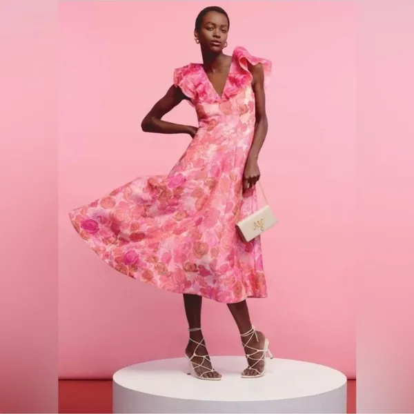 Aje Enchanted Floral Plunge Midi Dress AU4/US0 - Image 5