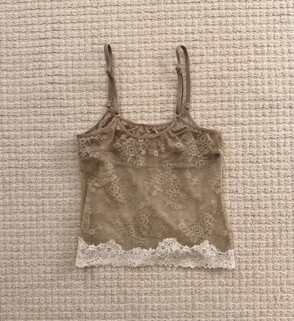 Aerie Sheer Lace Beige Tank Top - Image 2
