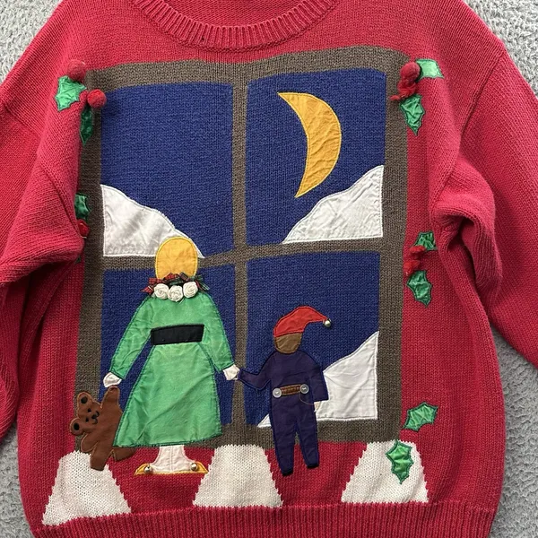 Vintage Knit Christmas Sweater Holiday Ugly‎ Retro 90s Cottagecore Women's Large - Image 2