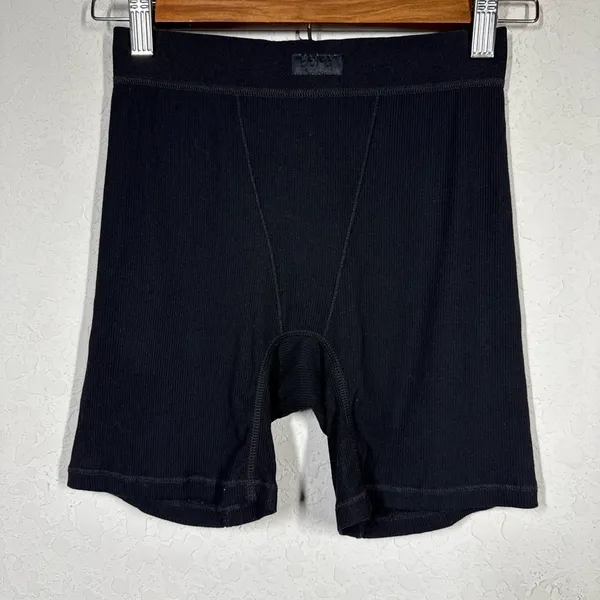Skims Cotton Collection Ribbed Cotton Blend Jersey Boxer Shorts Sz Small - Image 3