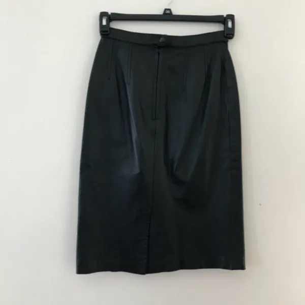 Vintage 90s Leather Straight High Waist Skirt 25” - Image 2