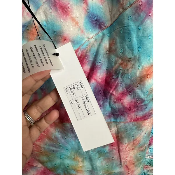 Alla Berman Leila Tie Dye Swiss Dot One Shoulder Dress Ruffles Womans M NWT - Image 9