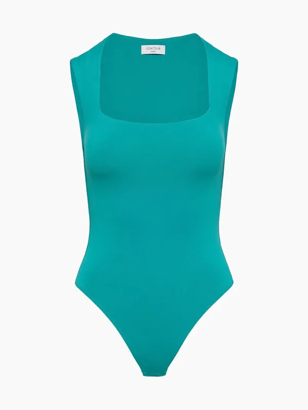 Aritzia Oxidized Teal Original Contour Esteem Square Neck Bodysuit Size XS - Image 2