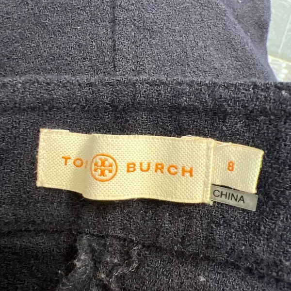 TORY BURCH‎ Women's Navy Wool Dress Pants Size 8 Unlined Side Zip Crop Preppy - Image 4