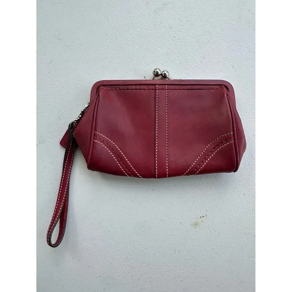 Vintage Y2K RARE Coach Soho Leather Framed Kisslock Clutch Wristlet Bag Pouch - Image 3