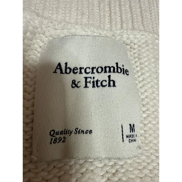 Abercrombie & Fitch Women's Cream Sleeveless V Neck Cropped Tank Sweater Top M - Image 3