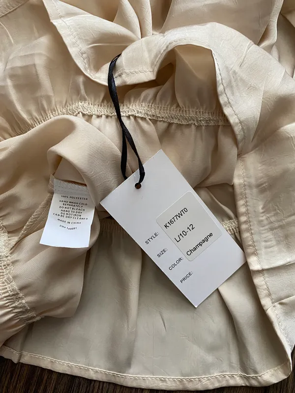 Unique Vintage NWT Champagne Satin Peplum Blouse X-LARGE - Image 11