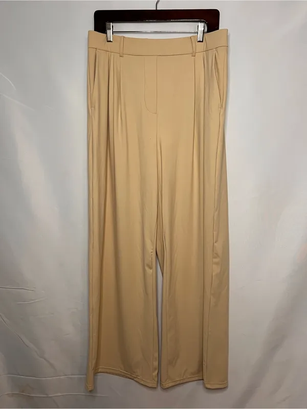 Mooslover Cream High Waist Wide Leg Pleated Trousers Pants Size 12 / Large - Image 3