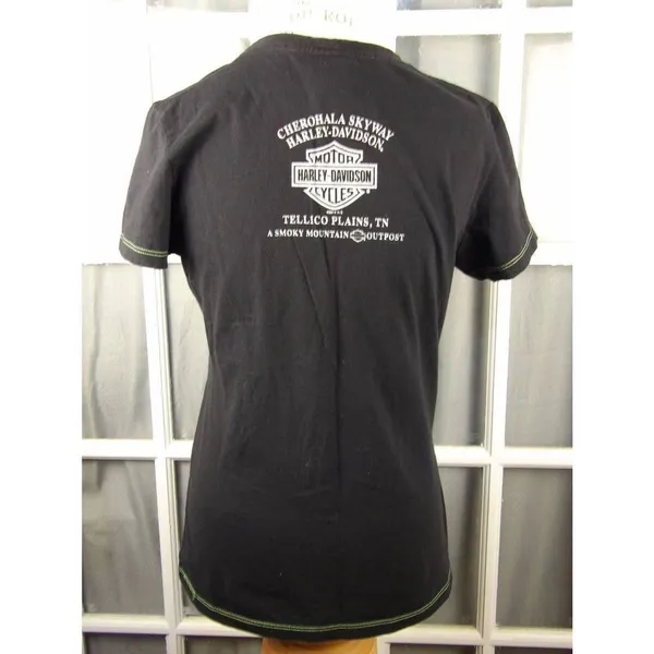 Harley Davidson Womens Black‎ V Neck Tshirt Large Black - Image 2