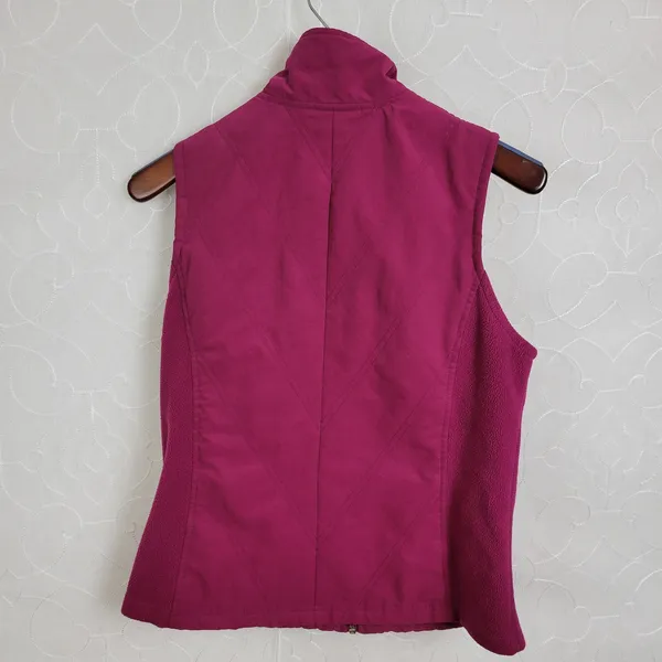 Columbia Womens Jacket Vest Sz S Pink Mock Neck Full Zip Fleece Paneled Lined - Image 2
