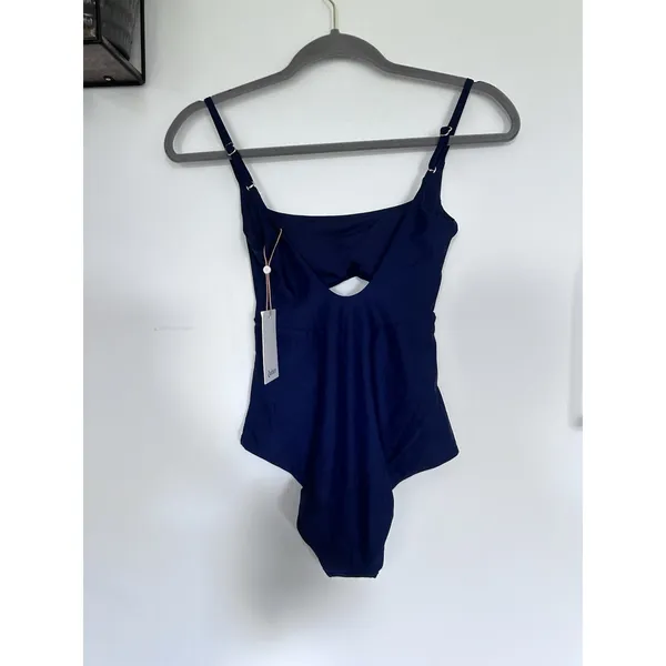 NWT Quince Deep Navy Blue Italian Cut Out One-Piece Swimsuit Small - Image 4