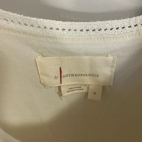 Anthropologie Ruffled Pointelle Knit Mini Dress in Ivory Womens S - Image 6
