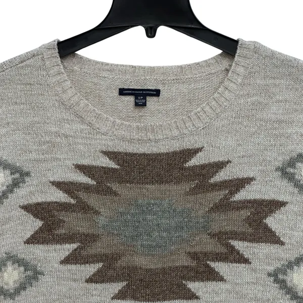 American Eagle Sweater‎ Womens S Tan Aztec Wool Blend Knit Pullover Southwest - Image 2