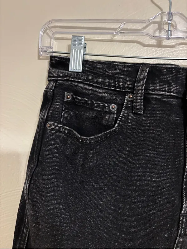 Abercrombie & Fitch Black Denim Midi Skirt Slit 27/4 - Image 7