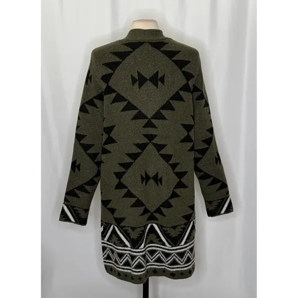 NWT!! FRYE Patterned Cozy Cardigan Sweater Burnt Olive Combo Green X-Large - Image 10