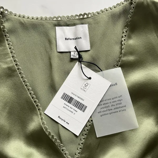 NWT Reformation Amelia Silk Dress Size 2 - Image 3
