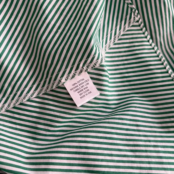 Pearl by Lela Rose Green Ruffle Stripe Asymmetrical Midi Skirt cotton poplin - Image 3