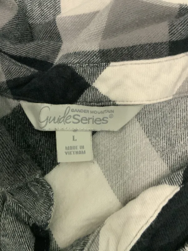 Guide Series Flannel Button Up Large Plaid Black White Collared Pockets Casual - Image 2