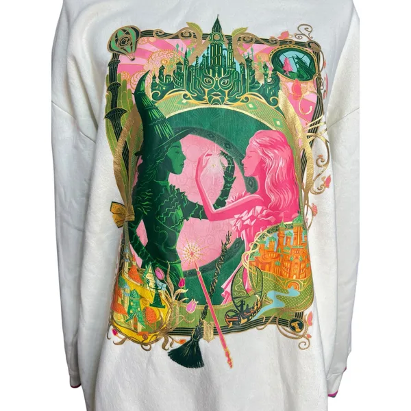Universal Studios Wicked Elphaba and Glenda Crewneck Sweatshirt Size XL - Image 2