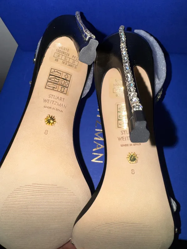 Stuart Weitzman Nudistglam Embellished Leather Stiletto Sandals black size 8 - Image 6