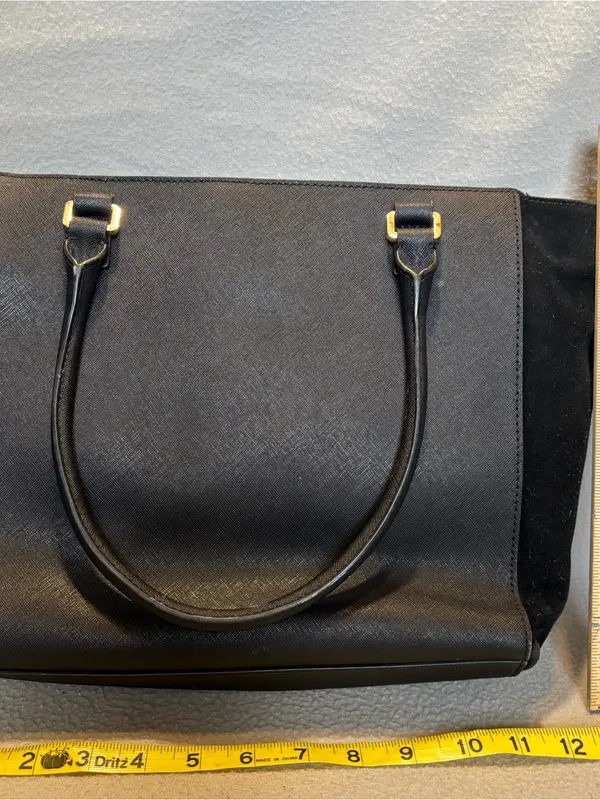 Kate Spade Black Faux Leather & Suede Envelope Shoulder Tote Bag - Image 3